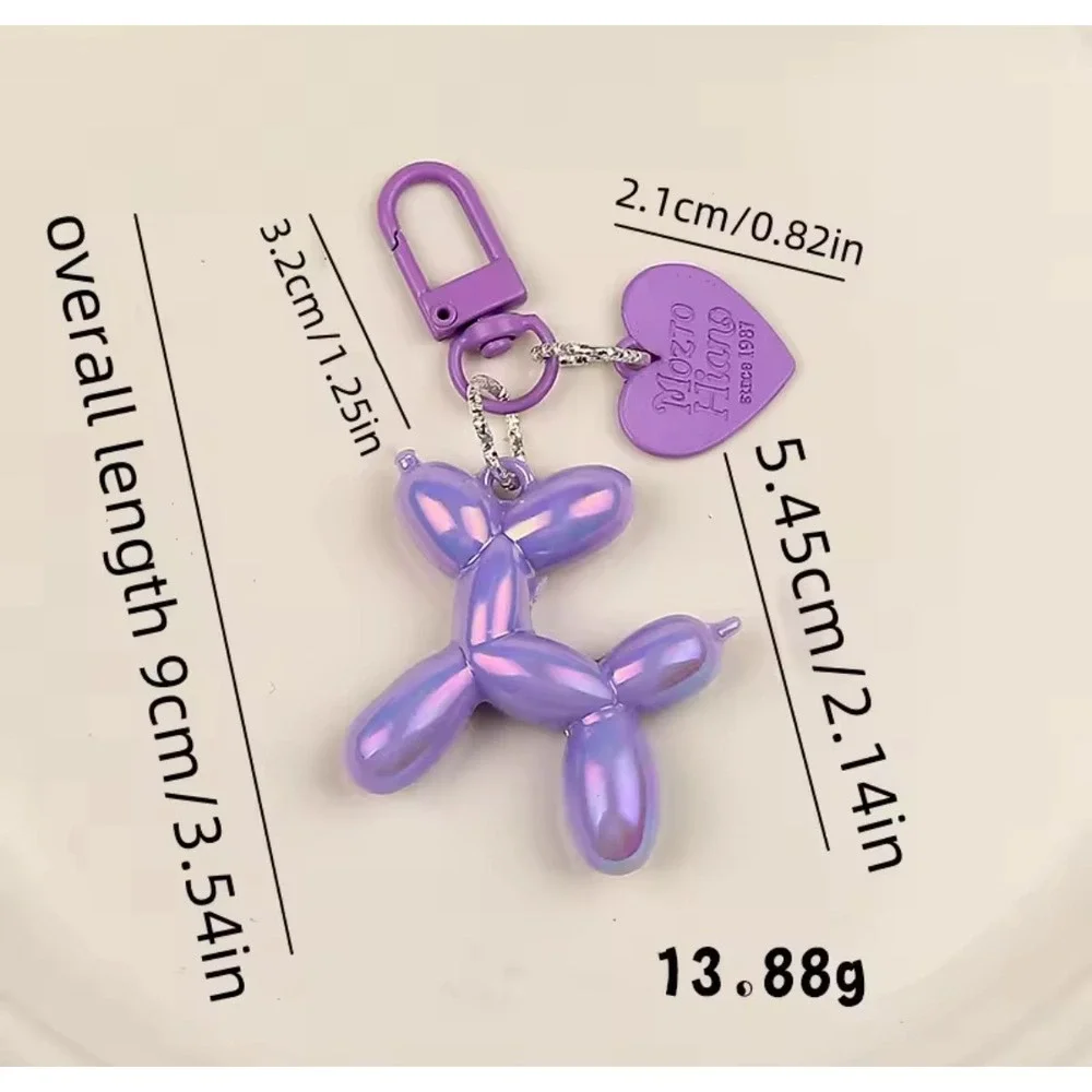 NEW Iridescent‎ Purple Balloon Dog Keychain Purse Charm Y2K